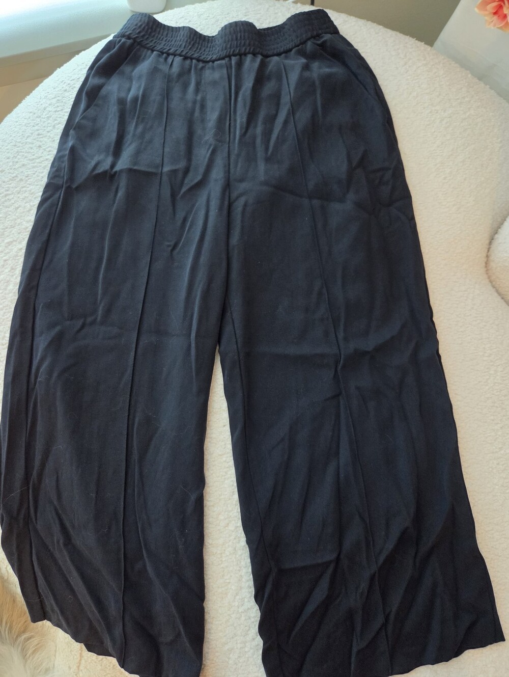 Topshop High Waisted Cropped Dark Blue Trousers